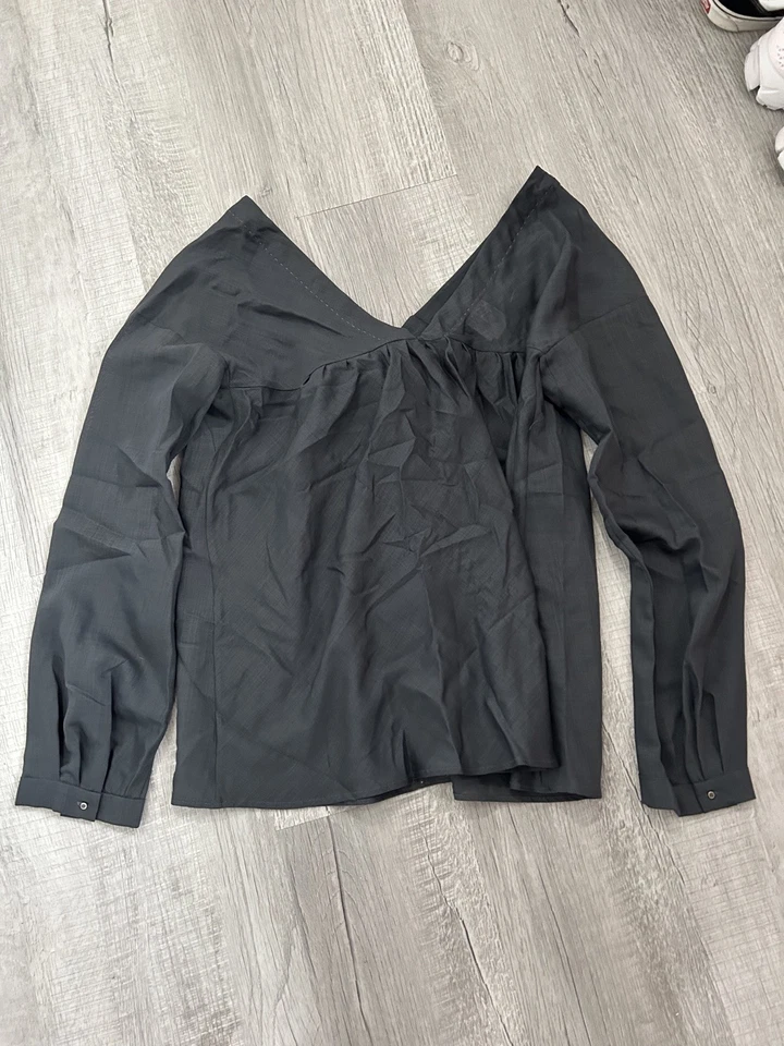 Blusa Chloè para mujer gris manga larga con botones corbata talla 38 grande Foto 3 de 4