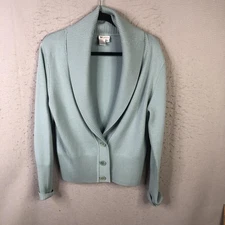 Worth Sweater Womens Small Light Blue Wool Blend Shawl Collar Button Cardigan