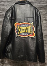 New England Patriots Super Bowl XXXVIII Vintage Leather Jacket XL Excellent Cond