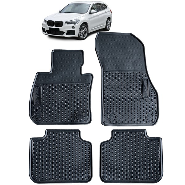 Auto Gummi FußMatten Schwarz Premium Set FüR BMW X1 F48 15-22-image