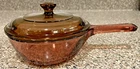 Vintage Vision Corning Ware Amber Brown 0.5 L Sauce Pan Pot With Pyrex Lid USA!