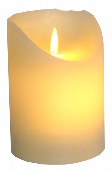 Led Echtwachs Stumpenkerze Weiß Einschaltautomatic + Timer Kerze HöHe 10 Cm ()-image