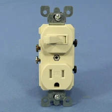 NOS Leviton Almond TAMPER RESISTANT Wall Toggle Light Switch Outlets 15A T5225-A