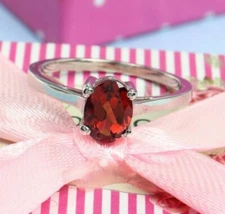 Natural Garnet Ring Dainty Minimalist Handmade Stacking Tiny 925 Sterling Silver