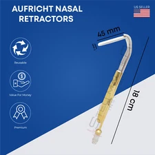 AUFRICHT Nasal Retractors, Blade 7 x 45, Length 18 Cm with Fiber Optic Guide