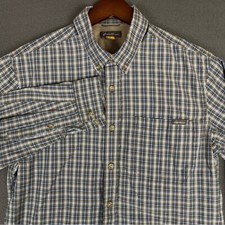 Eddie Bauer Travex Shirt Men's Medium Plaid Button Front Roll Up Sleeve Hiking
