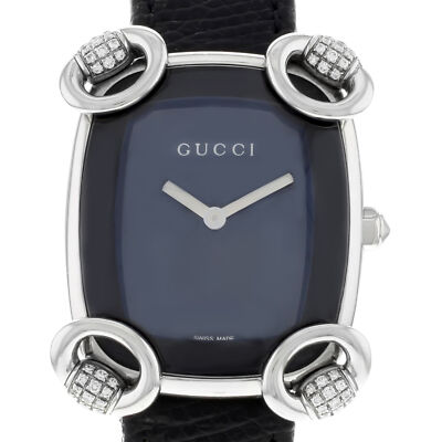 ✨GUCCI✨グッチ✨5200L✨ブラック文字盤✨クォーツ✨ヴィンテージ✨腕時計 Gucci 117 Horsebit Black dial Diamonds Steel Quartz Ladies Watch