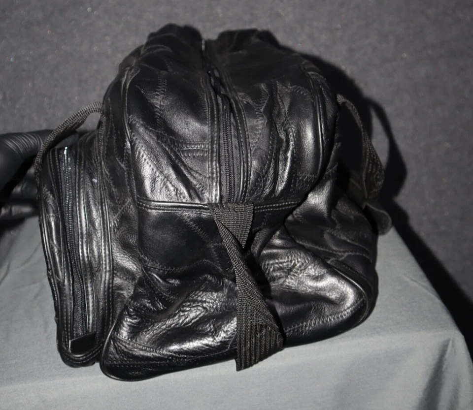 Seville Leather Shoulder Bag Black 18" Duffel Vintage Carry On 2006 Intel EUC - Image 4 of 4