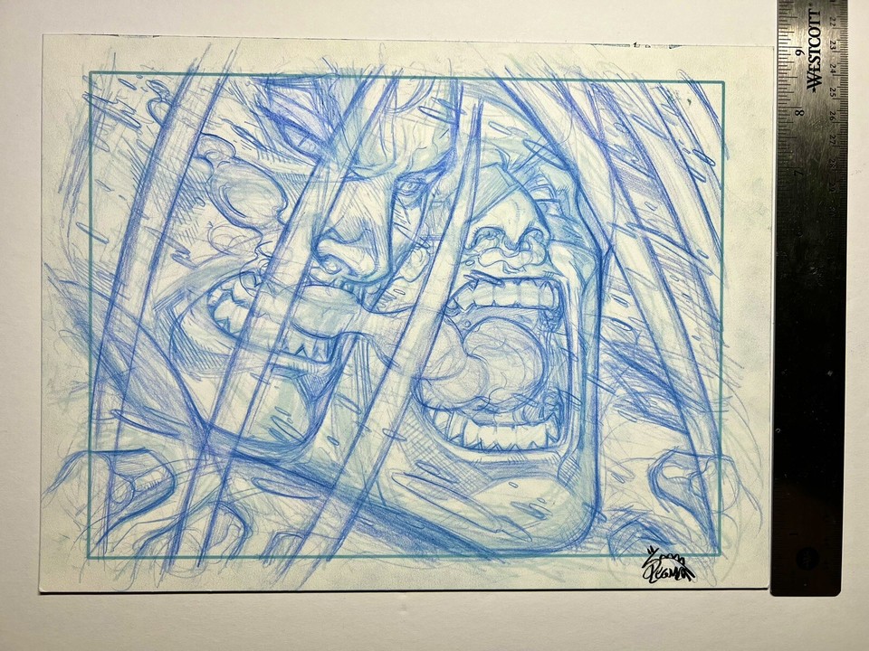 Ryan Stegman Original Art Sketch- Wolverine Vs Namor 9x12 Comic Art