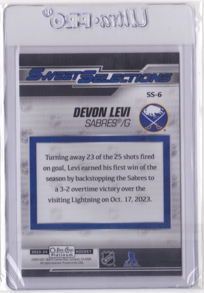 2023-24 O-PEE-CHEE PLATINUM SWEET SELECTIONS INSERT DEVON LEVI #SS-6 SABRES - Image 2 of 2