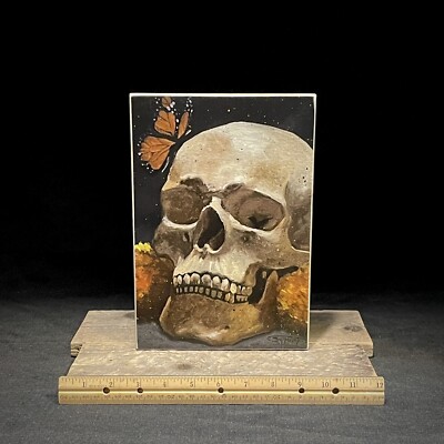 SHRUM Day Of The Dead Wood Mounted Art Print Wall Hanger Goth Decor Home Decor