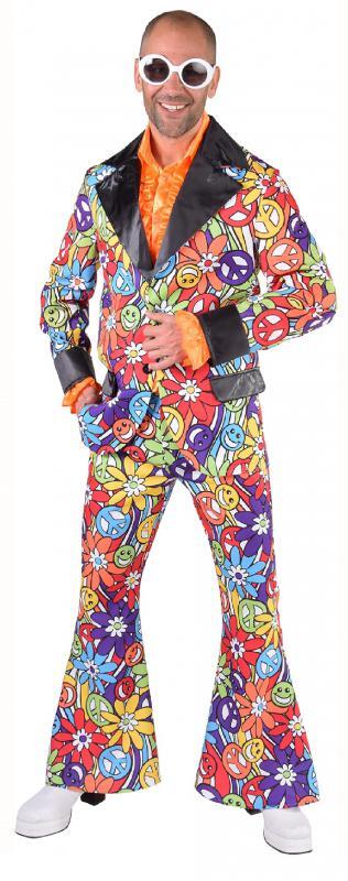 4-teiliges Hippie-Kostüm-Set – Inkl. Afro-Perücke, Sonnenbrille, Halsketten & Schnurrbart, Für Karneval & Festival