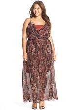 Junarose Maxi Dress Size 18 Racerback Chiffon Burgundy Black NWT Boho Festival