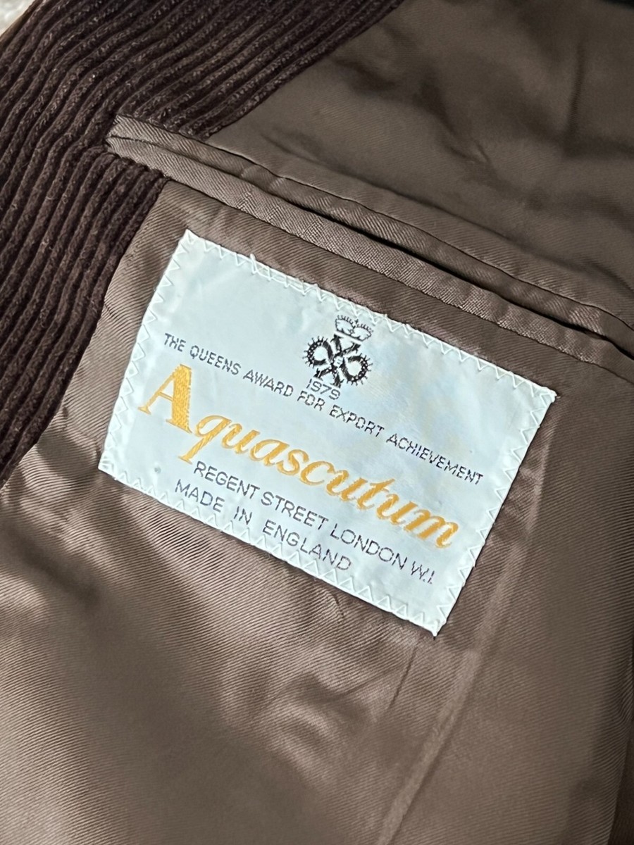 Aquascutum 42L Vintage Blazer Brown Corduroy Notch Lapel Jacket