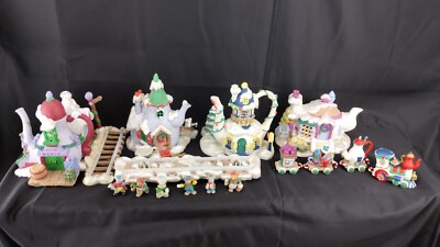 Lighted Christmas Teapot Village 1998 Trendmasters Sears Mice Train Complete 