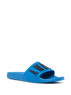 Men's Amiri Logo Pool Slide, Style# PS22MFS007-495, Size 8, Blue, MSRP $270