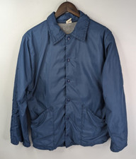 Vintage 70's Russell Athletic Nylon Jacket Medium Blue Windbreaker Snap Button