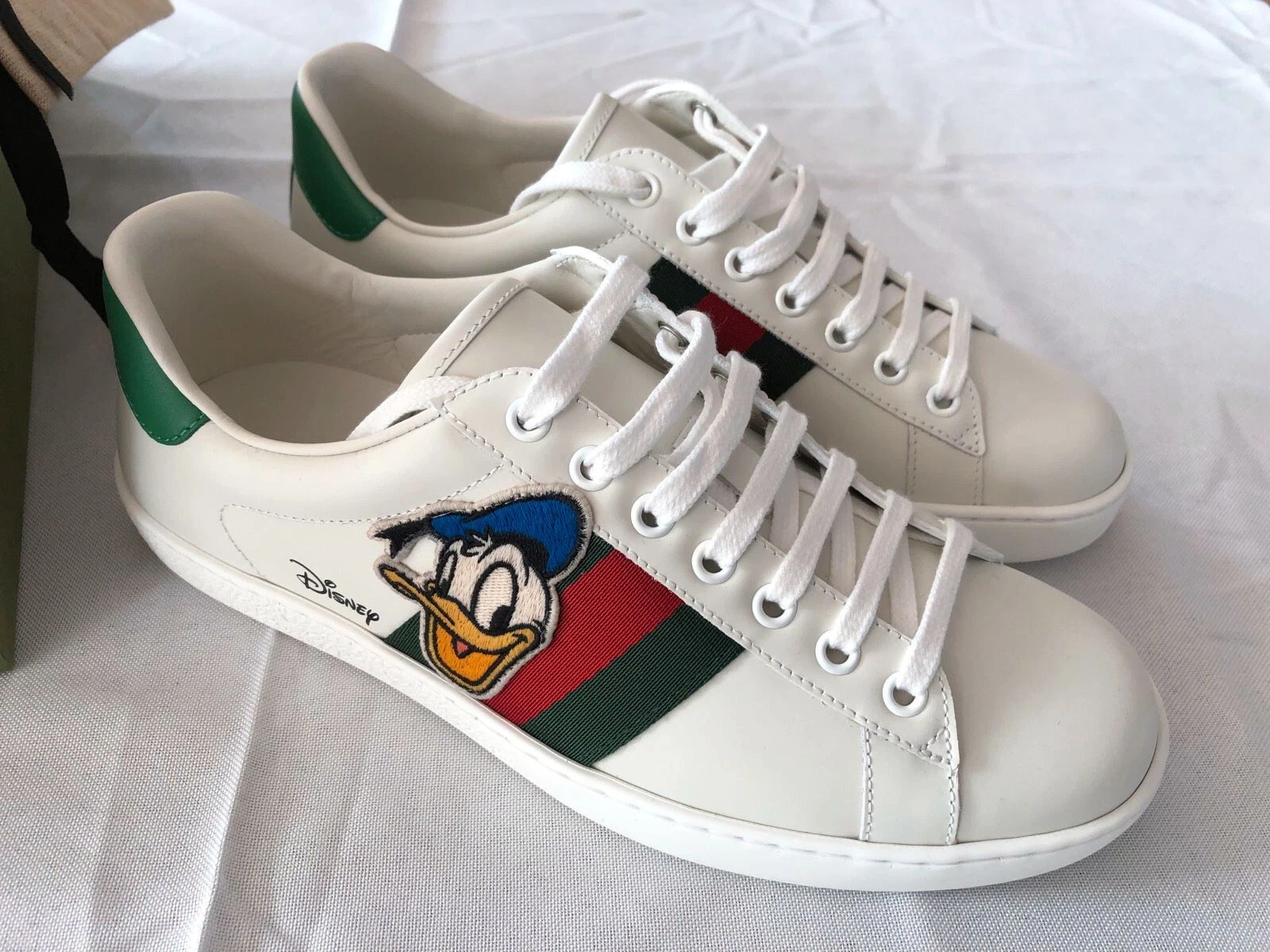 Neuf Original Gucci Ace Disney Baskets Cuir Chaussures Homme 6/40