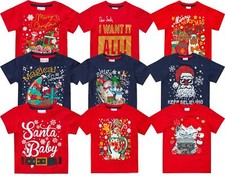 Kids Christmas T-Shirt Baby Girls Boys Jersey Cotton Xmas Tees Tshirts Tops