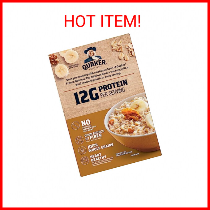 Quaker, Protein Instant Oatmeal, Banana Nut, 12.9 Oz, 6 Count (Pack of 1)