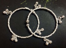 PURE SILVER NON ALLERGIC BABY BANGLE PAIR SIZE 1.75'' ADJUSTABLE FREE SHIP SB12