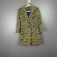 Etcetera Women's 6 Paisley Trench Coat Green Yellow
