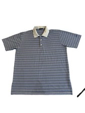 Turtleson Shirt Men Large Golf Polo Short Sleeve Stretch Performance Blue Stripe