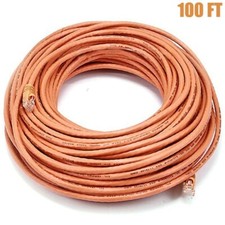 100FT Cat6 RJ45 Ethernet LAN Network UTP Cable Copper Wire Gold 550MHz Orange