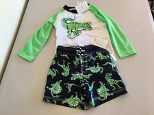 NWT Gymboree boy rash guard Dinosaur Shirt Top Short Set Outlet Long Sleeve 2pc