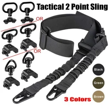 Tactical 2 Point Rifle Sling Strap Adjustable MLOK Swivel / Push Button Swivels