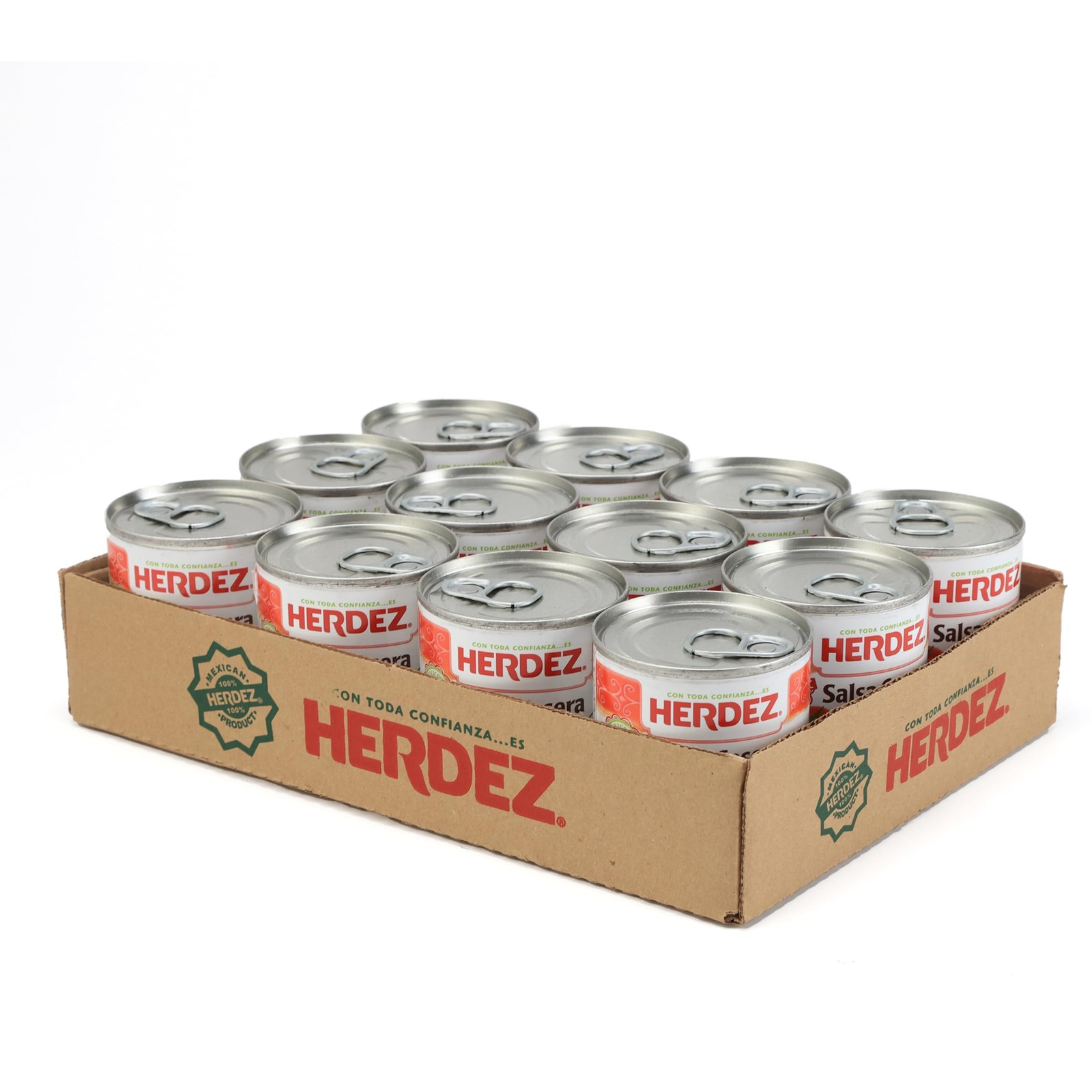 Lata de salsa Casera caliente de 7 oz (paquete de 12) - perfecta para tacos, papas fritas y salsas