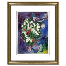 Marc Chagall (1887-1985), "Bouquet with Flying Lover" Framed Offset Lithograph w
