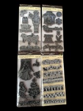 Recollections Lot of 4 Cling Stamps Christmas Theme Scrapbooking Card Making