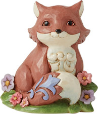 Jim Shore Heartwood Creek Fox in Flowers Miniature Figurine, 3.75 Inch, Multicol