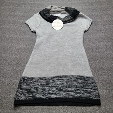 Ashley by 26 International Sweater Dress Womens Medium Gray Black Cowl 527248
