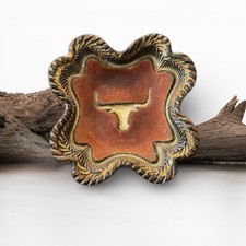 Handmade Studio Pottery Stoneware Longhorn Trinket Dish, Ashtray Rustic Ranch