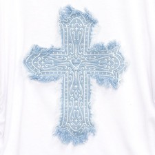 LISTEN FLAVOR Cross Y2K Shirred Top White 