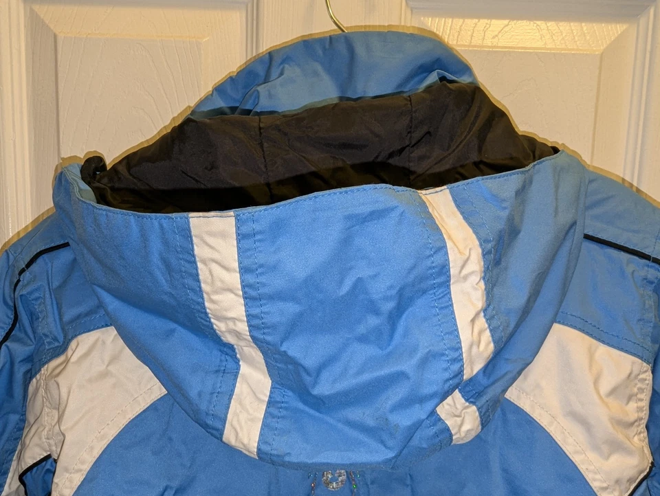 Spyder Kids Girls 16 Ski Jacket Winter Coat Blue And White - Image 4 of 4