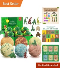 Kids Dinosaur Bath Bombs With Toys Fruity Scents 6 Large Bubbles
