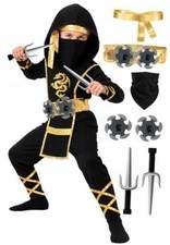 9 PCS Ninja Costume Kids,Halloween Costumes for Kids Boys Girls Large 6-7Y