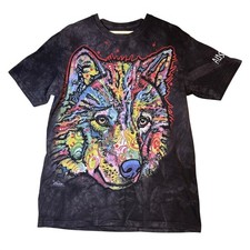 The Mountain Tie Dye Wolf Face Graphic T Shirt Men's Size Medium Alaska Native