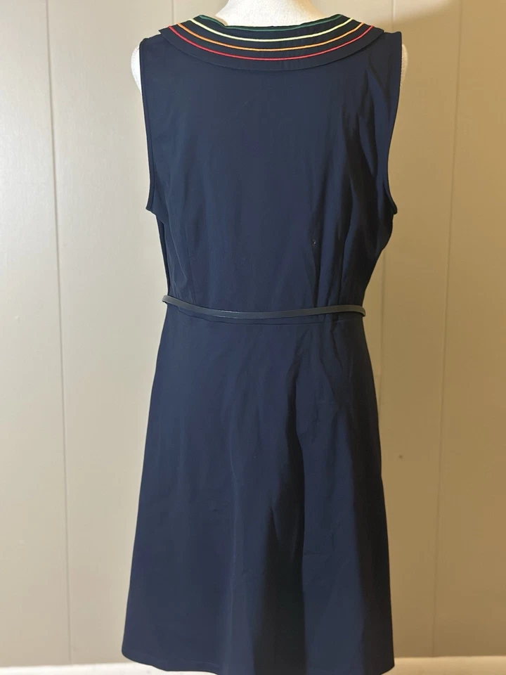 Vestido ModCloth para mujer XL azul marino trabajar para jugar línea A cuello arco iris oficina trabajo Foto 3 de 3