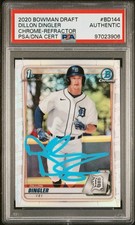 2020 Bowman Draft Dillon Dingler Chrome Refractor Auto PSA/DNA Auth Tigers