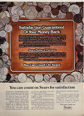 #ad Sears Catalog You Can Count On Satisfaction Guaranteed Vintage Print Ad 1982 $10.00