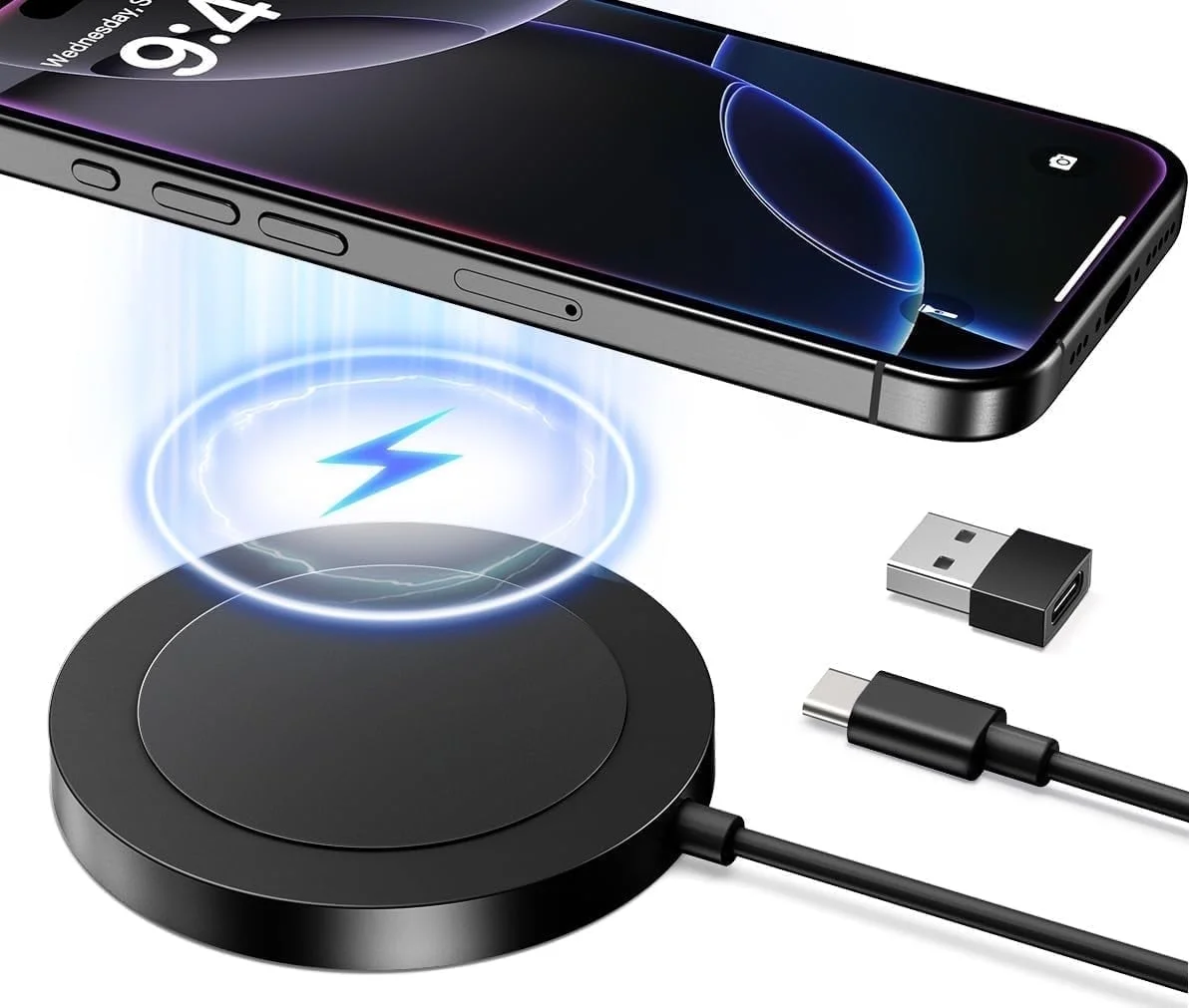 Fast Wireless Charging Pad for iPhone 16 to 11 & AirPods Pro 3/2