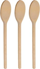 3PCS 12 Inch Long Wooden Spoons, Handle Cooking Mixing Oval Brown 