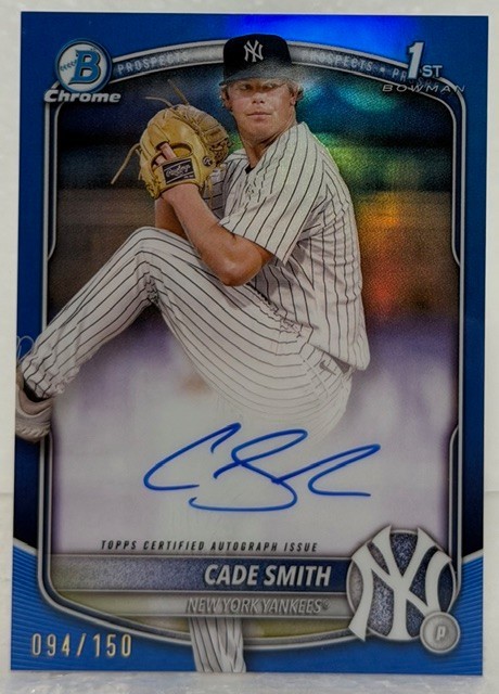 2025 Bowman Chrome Cade Smith 1st Blue Refractor Auto #/150 ⚾️ New York Yankees