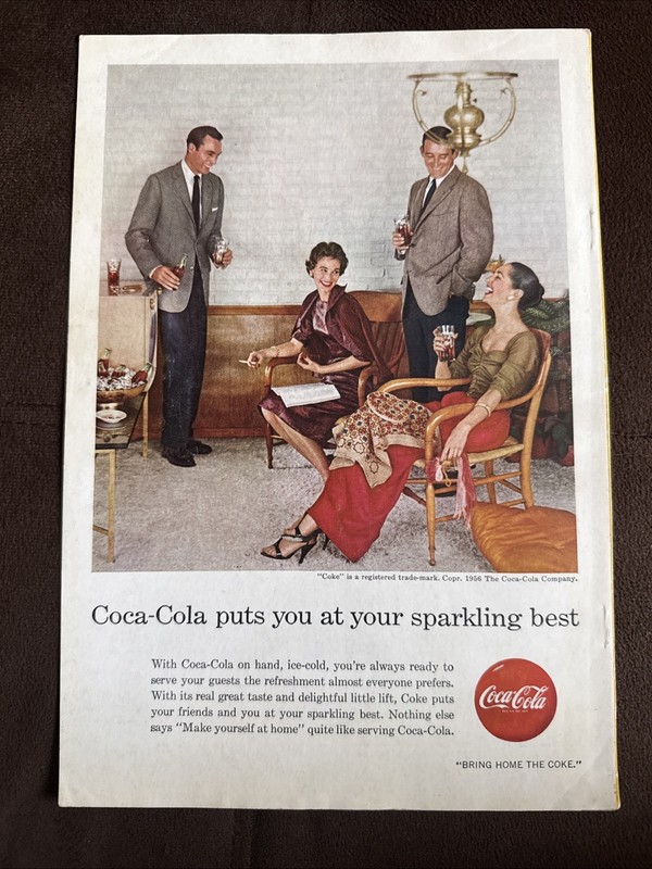 Vintage Coca-Cola Ad October 1956 Cutout Magazine Advertisement Page