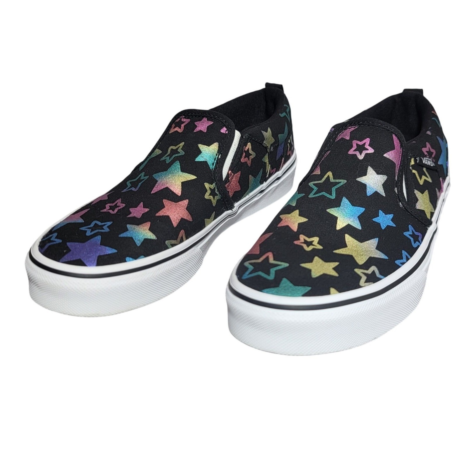 Vans Slip On Platform Iridescent Star Print Skate Shoes Sneakers