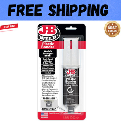 JB Weld Plastic Weld Quick Setting Epoxy Syringe Bonder Repair Glue Black